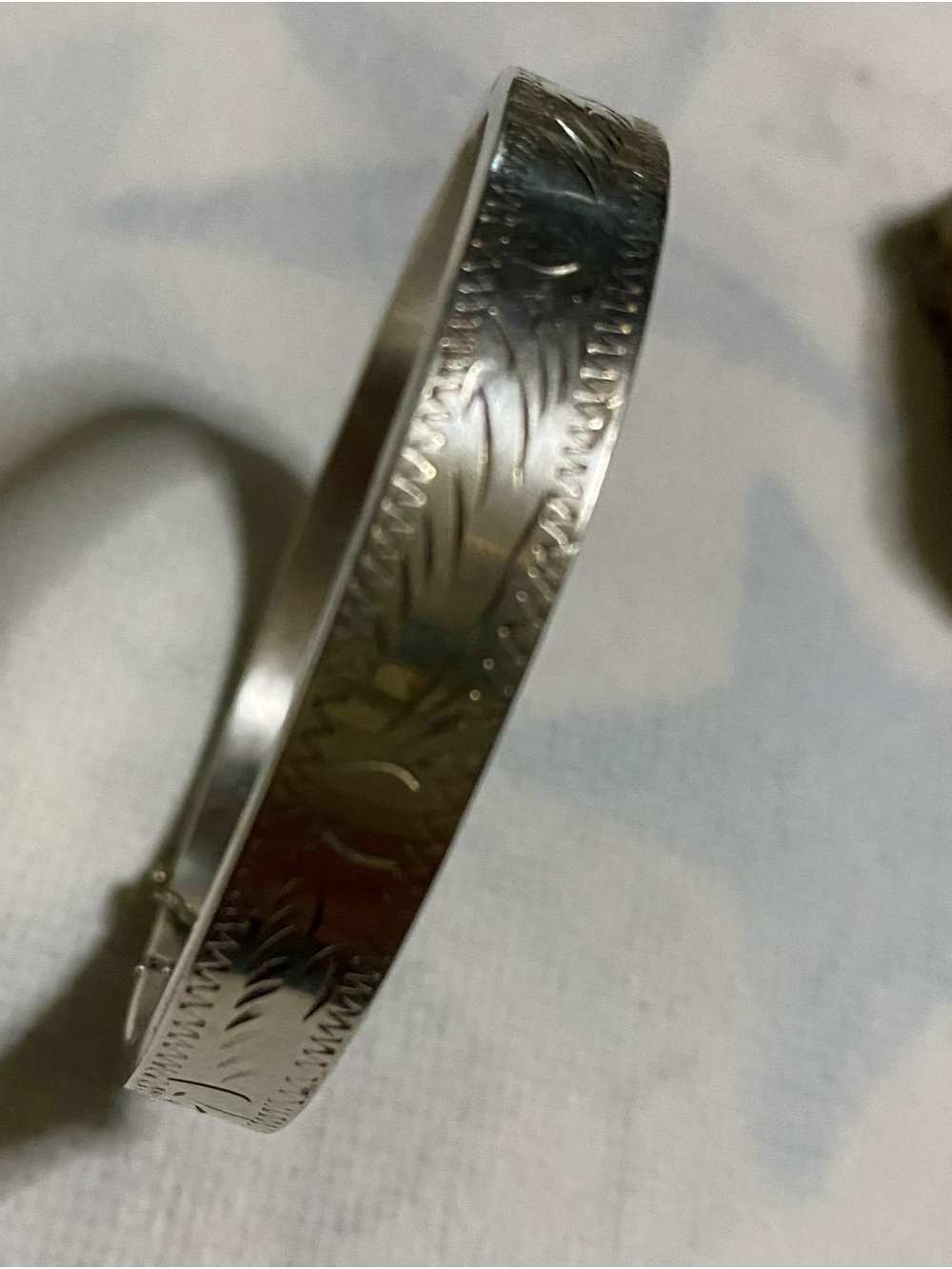 Engraved Silver 925  Bangle Bracelet